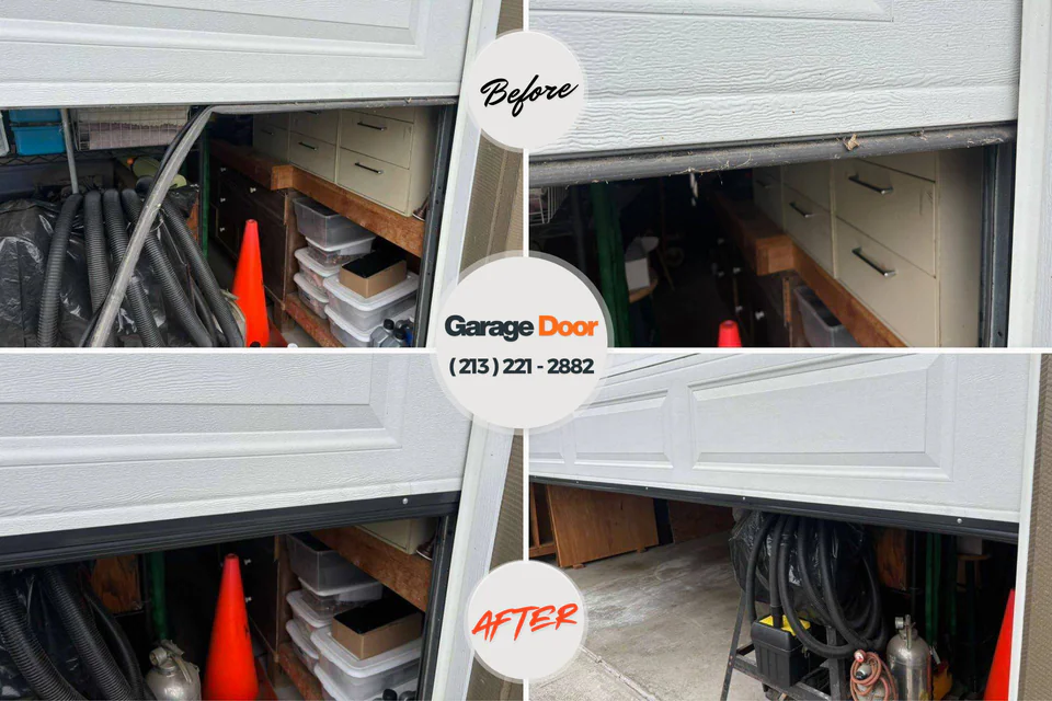 Before and after: garage door repair DeSoto, TX